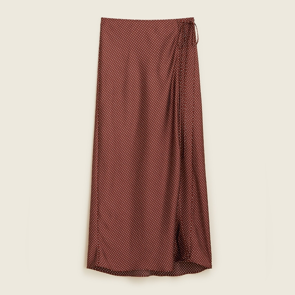 J. Crew Wrap slip skirt in polka dot Rich Brown